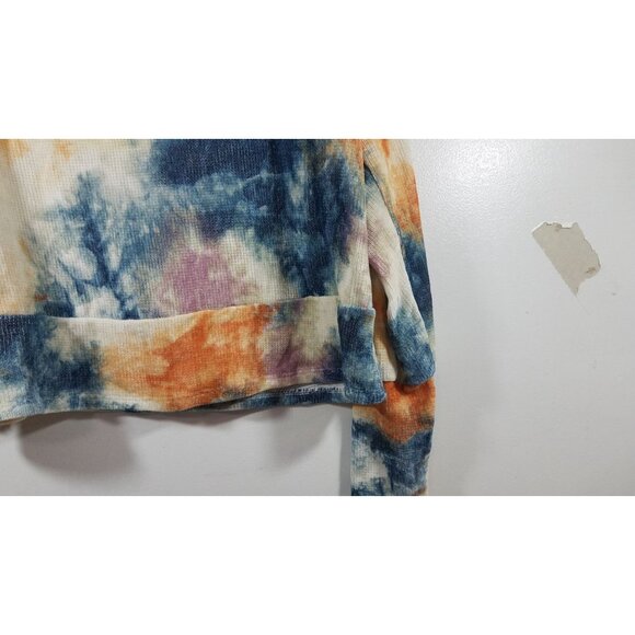 June & Hudson Blue Orange Tie Dye Cropped Lightweight Sweater size L - Picture 5 of 11